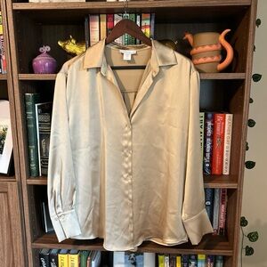 House of Harlow 1960 Gold Satin Blouse